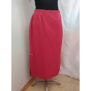 Lana Lee Canada VTG Sz 12 Red Maxi Long Side‎ Slit Skirt Lite Weight Pockets